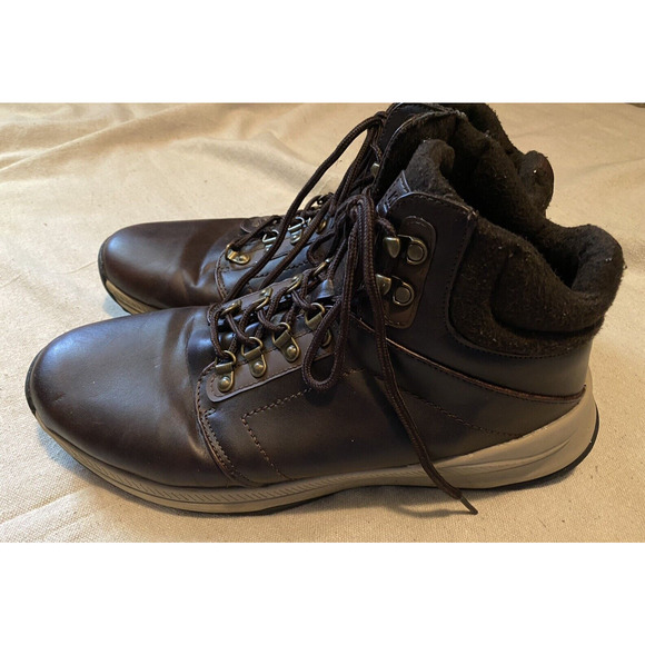 Vans Khombu Nick Ankle Boots Mens Size 12M Brown Leather Memory Foam Hiker Boot - Picture 2 of 10